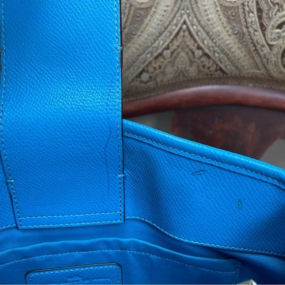 Coach Crossgrain Leather Margot Carryall Shoulder Bag Crossbody Sky Blue F34607 - Picture 12 of 16